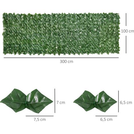 Künstliche Hecke, Sichtschutzrolle 3x1 m, künstlicher Efeu-Sichtschutzzaun für Balkon und Terrasse