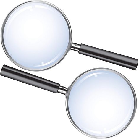 Lot de 2 grandes loupes de lecture, verre de 90 mm, légères et robustes, pour les personnes âgées et les étudiants, grossissement x3. (1/5)