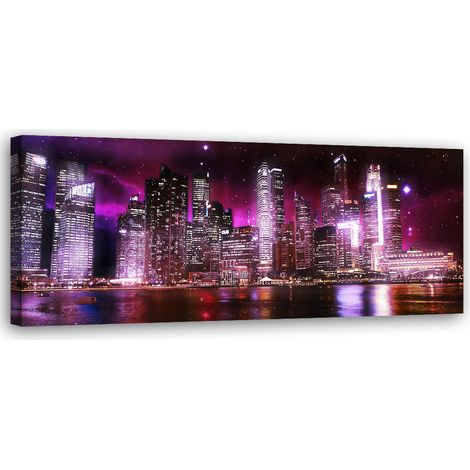 Tableau sur toile Paysage urbain violet 90x30 (1/5)