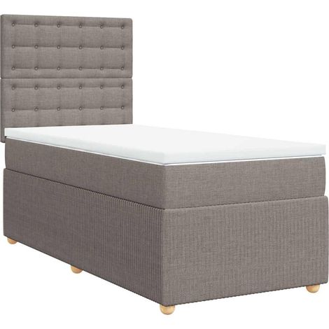 Lit simple  Lit adulte  Sommier à lattes de lit avec matelas Taupe 100x200 cm Tissu