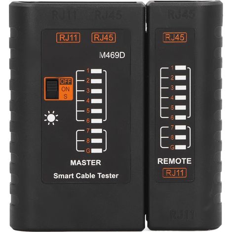 Tragbarer LED-Netzwerkkabeltester, präzise RJ45- und RJ11-Steckererkennung für LAN-Kabel, schwarzes ABS-Gehäuse