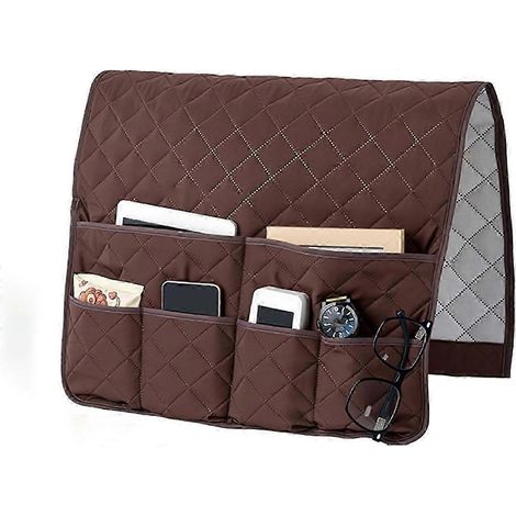 Sac de rangement pour accoudoir de canapé, sac de rangement antidérapant pour accoudoir de fauteuil inclinable, sac de rangement pour télécommande de canapé, sac de rangement pour accoudoir avec 6 poc (1/5)