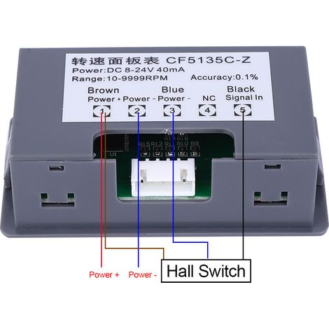 Compte-tours LED bleu 4 chiffres pour moteur tachymètre tr/min capteur proximité Hall NPN kit 79x26x43mm aimant câble (1/5)