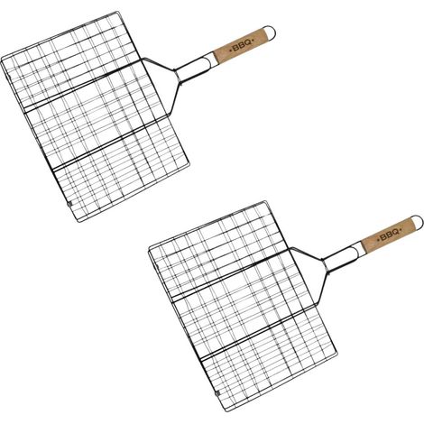 Lot de 2 grilles barbecue 35/25,5/54 cm en acier inoxydable et bois Fackelmann Barbecue (1/5)