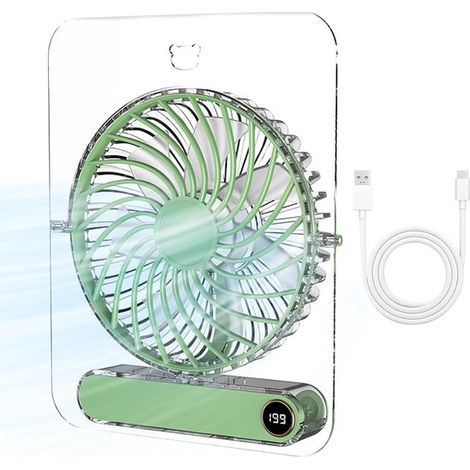 Ventilateur pliable transparent - 199 niveaux - Alimentation USB - Pour été, voyage, camping, randonnée - Ventilateur portable (1/5)