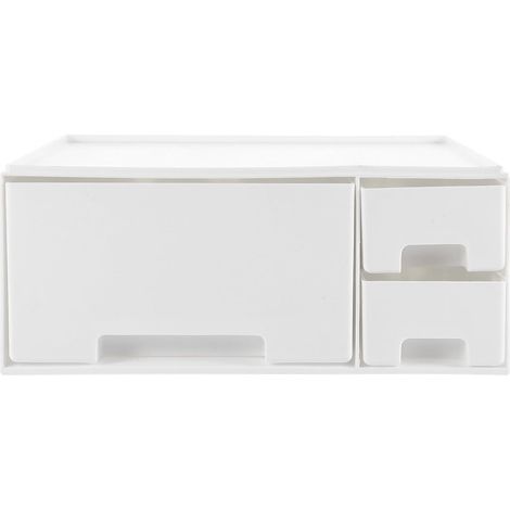 Support pour Tablette Blanc en Abs Tiroir de Rangement, Étagère Multifonctionnelle pour Bureau, Organiseur de Bureau Bords Lisses pour Étudiants et Maquilleurs (1/5)