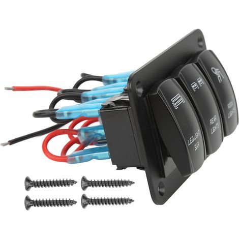 Panneau D'interrupteur à Barre Lumineuse LED, Interrupteur à Bascule à 3 Gangs avec Rétroéclairage Bleu, Panneau D'interrupteur à Bascule, Bateau Marin, Voiture, ATV, UTV pour. (1/5)