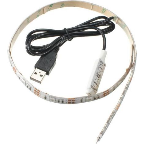 Bande LED flexible USB 5050 SMD RGB étanche DC5V 50cm (1/4)