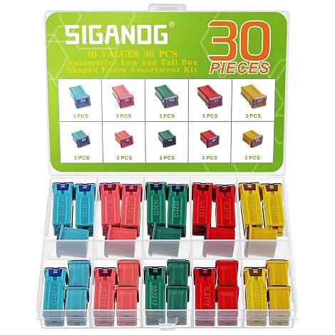 Fuse Assortment 20A 30A 40A 50A 60A Car Fuse Box Shape High/STD and Bottom Profile for Trucks & Cars (Pack of 30, 3 for Each Type) (1/5)