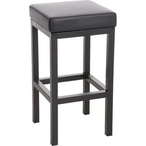 Sgabello da bar x1 con poggiapiedi dal design semplice altezza seduta 80 cm in PVC nero e supporto in metallo nero 100005406