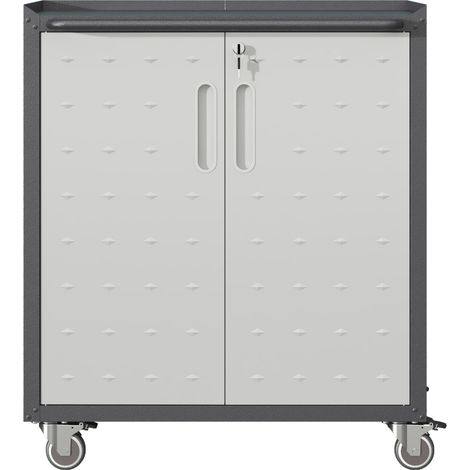 Armario metálico con ruedas 75 x 42 x 88 cm, con cerradura, negro y gris DESVIAE (1/5)