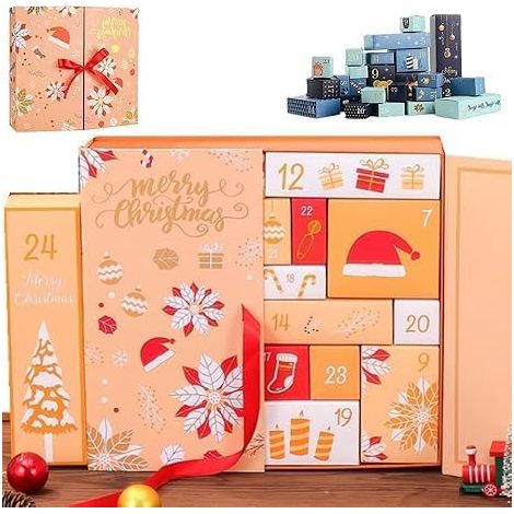 Lot de 24 boîtes vides pour calendrier de l'Avent à personnaliser - Compte à rebours de 24 jours - Rose