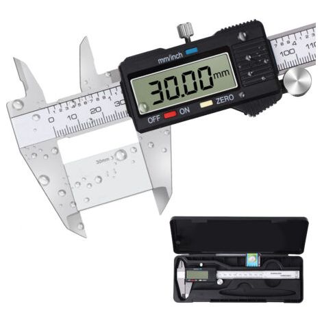 Digitales Messschieber aus Edelstahl mit großem LCD-Display, automatischer Abschaltung, präzises Messgerät mit Millimeter-Umrechnung (1/4)