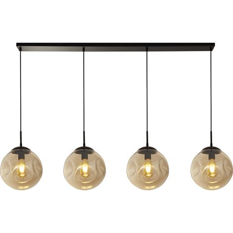 Searchlight Punch Lampadario a 4 barre luminose, nero, vetro punzonato champagne (1/5)