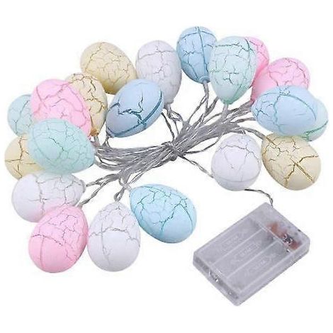 Décorations d'œufs : guirlande lumineuse féérique étanche à piles, 20 LED, 8 modes d'éclairage, avec télécommande. Idéale pour la maison, la cheminée, un arbre, l'étage, une rampe ou une fête. (1/4)