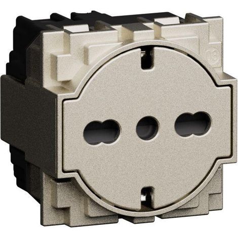 Presa flat 16a 2pt 2 moduli bticino living now kc4140a16f