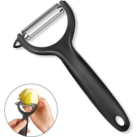 Pelapatate multifunzione in acciaio inox, pelapatate universale per diverse verdure, nero (1/5)
