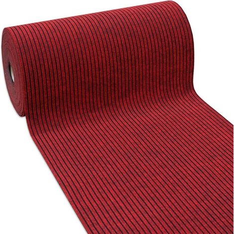 Tapis Coureur Cuisine Moquette Épais Intérieur Extérieur Rayé Rouge - 100x40 Cm (1/5)