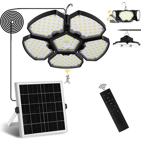 Lampe Solaire Interieur avec Détecteur de Mouvement, 6000K Lampe Solaire avec Télécommande, 5M Câble (1/5)