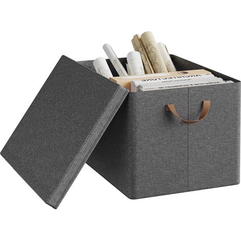Lot de 1 Boîte de Rangement WOLTU, 48x36x30 cm, avec Couvercle, Coffre de Rangement en Tissu non Tissé, Pliable, Gris