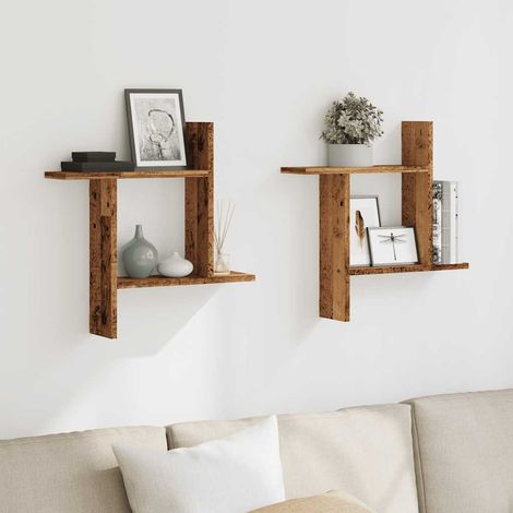 Wandregale 2 Stk. Altholz-Optik 50x12x50 cm Holzwerkstoff (1/5)
