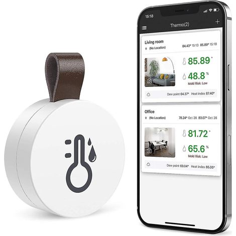 CREA Wireless Thermometer Hygrometer, Oria Mini Bluetooth 5.0 Humidity Temperature Sensor With Data Export And Alerts (1/2)