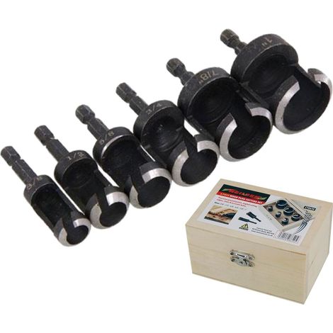 Neilsen Wood Plug Hole Cutter Dowel Maker Drill Bits Cutting Tools Set 6pc