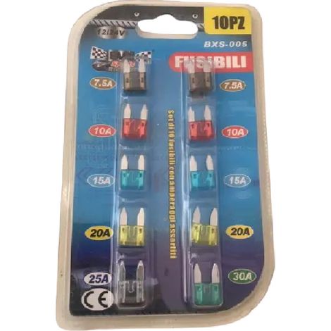 set 10 micro fusibili 12/24 V da 7,5 a 30 ah fusibile lamellare per auto barca (1/2)