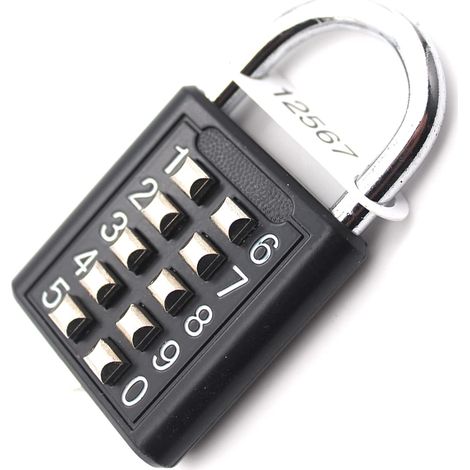10-Digit Cadenas à combinaison Serrure Combinée, Métal étanche et Fermoir Combiné en acier plaqué - Noir Anti-vol Bouton Cadenas