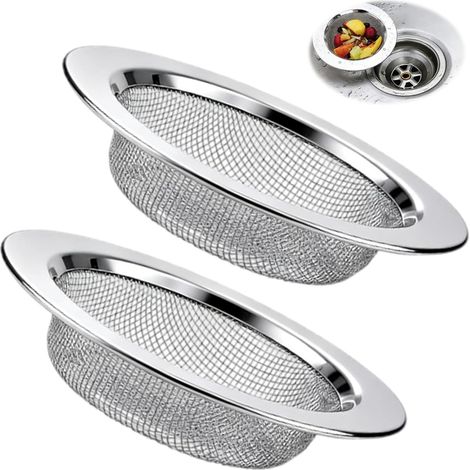 Lot de 2 Tamis, Acier Inoxydable, Double Bord, Compatible Drain 4,5-6 cm, Cuisine Salle De Bain (1/5)