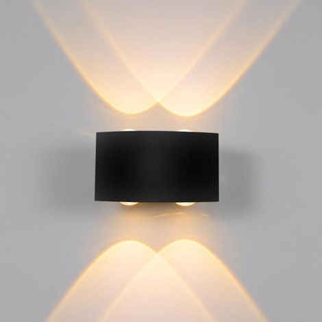 LED Wandlampe Innen, 4W Schwarz Moderne Wandleuchte Up und Down für Badezimmer, Wohnzimmer, Schlafzimmer, Flur (Warmweiß)