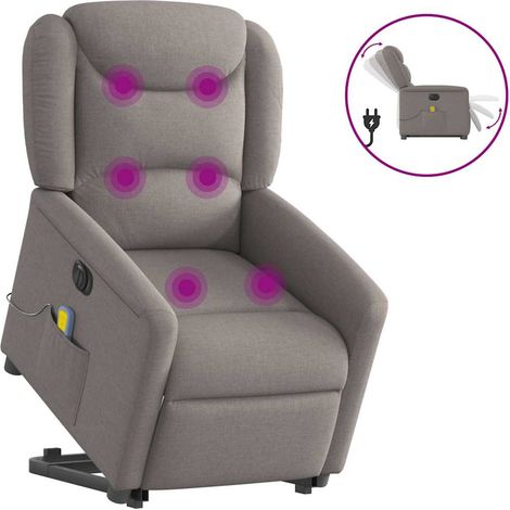 vidaXL Elektrischer Massagesessel mit Aufstehhilfe Taupe Stoff
