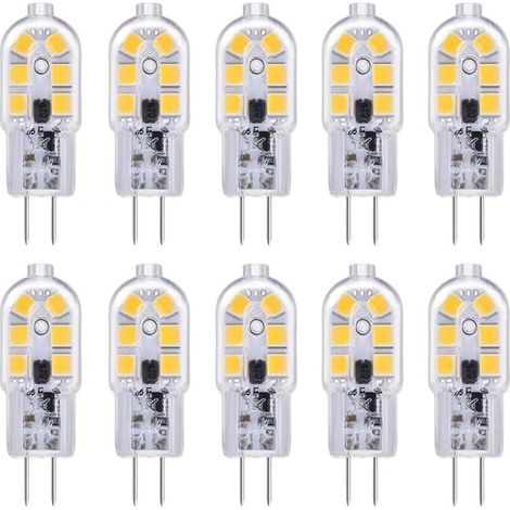 Ampoule G4 - 12 V AC/DC - 2 W - 200 LM - 6000 K Blanc Froid - Angle 360° - Pour Hotte Aspirante Cuisine Caravane Camping-Car Bateau - Lot de 10