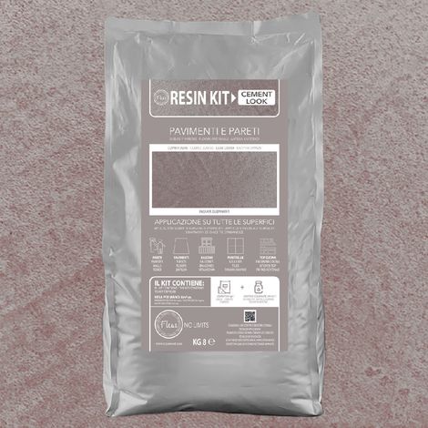 Kit Resina Cemento Fleur in Polvere per Pavimenti Pareti Piastrelle - Colore: Indian Elephant - Formato: 8 Kg