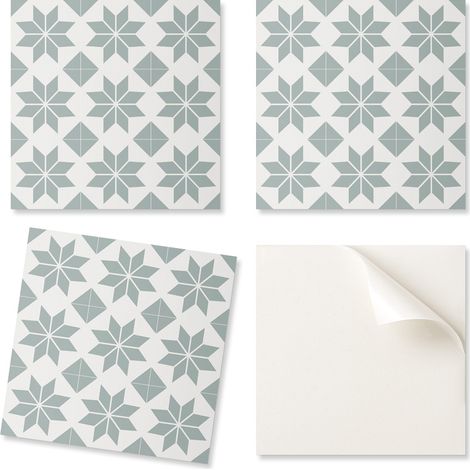 Baldosas de vinilo autoadhesivas con estampado para sal贸n, motivos florales geom茅tricos, 9x30x30 cm