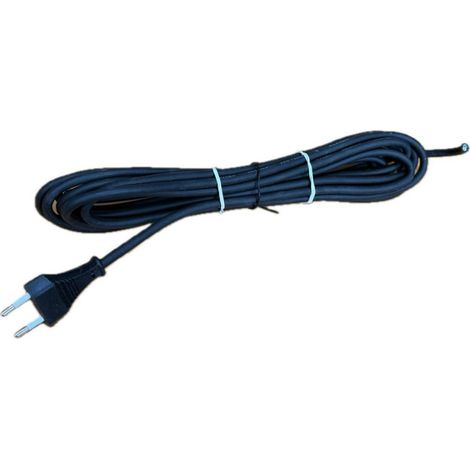 Cordon d'alimentation 6A avec fiche 2P cable 2x0.75mm² noir longueur 5m L'EBENOID 036702