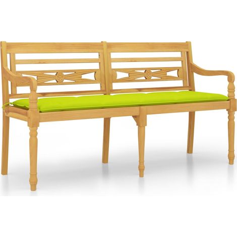 Maison Exclusive - Panchina Batavia Cuscino Verde Chiaro 150cm Legno Massello Teak