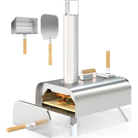 Four à pizza extérieur, Four à pizza a bois para extérieur, equipado avec pierre réfractaire avec 1 cm de épaisseur, suporte pliable, pelle para pizza e couvercle, é portable., ... (1/5)