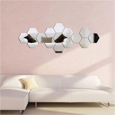 Miroir Acrylique Adhésif Hexagonal Argenté – 20 Pièces pour Déco Murale Salon/Chambre (1/5)