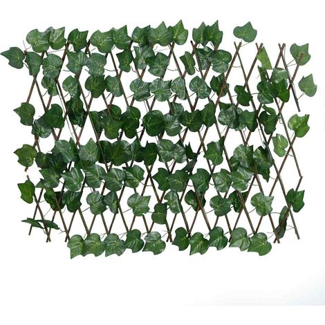 Treillis Extensible Brise-Vue en Feuilles de Vigne Artificielles Bois et PVC Vert 180 x 60 cm (1/5)