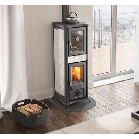 Poêle à bois avec four - LA NORDICA Gemma Forno.165 Ceramica 7.3 kW  Blanc (1/5)