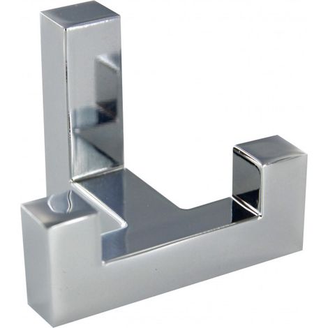 Gancho de caña doble, aluminio cromado brillante, H.40mm, D.40mm, A.52mm, 1 pieza.