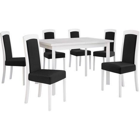 Conjunto de mesas y sillas para comedor Victorville 351, Blanco, 78x80x120cm, Diámetro: 0, Número de asientos: 6, Estilo: Contemporary