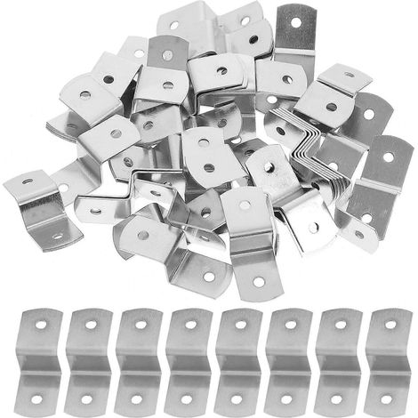 100 Stück Z-förmige Bilderrahmenbefestigungen, versetzte Leinwandclips, Tischbefestigungen-3.30X1.30X1.10CM-Silver (1/3)