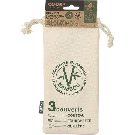 3 COUVERTS REUTILISABLES EN BAMBOU (1/2)