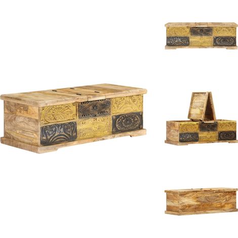 Table basse 100x50x35 cm Bois de manguier massif - Table Basse - Meuble TV - Table D'appoint - Bois De Manguier - Design Rustique (1/5)