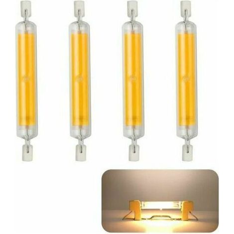4er-Pack R7s LED-Leuchtmittel, 118 mm, 20 W, 230 V, dimmbar, COB-LED-Textilstrahler, warmweiß (3000 K), 1600 lm, 360° Abstrahlwinkel, entspricht einer 160-W-Halogenlampe, warmweiß