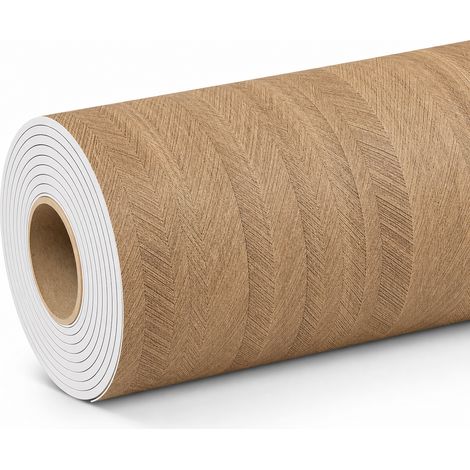 Papier Peint Adhésif Bois Épais pour Mur Salon Brun Chaud (1/5)