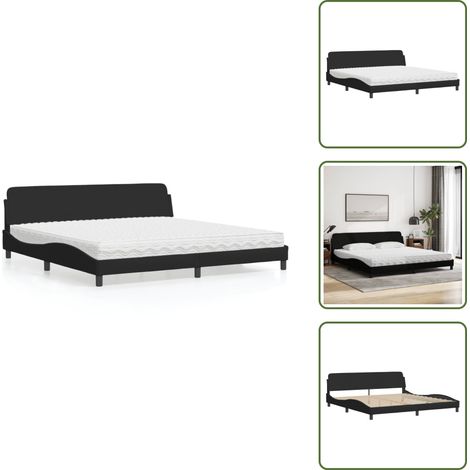 Stoffbett - vidaXL Bett mit Matratze "Dover" Schwarz 200x200 cm Stoff - Sperrholzrahmen (1/5)