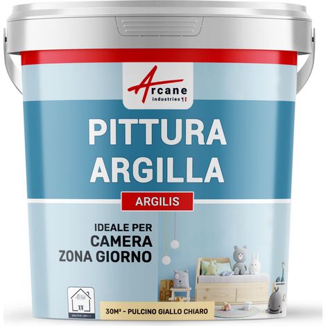 Pittura naturale all'argilla per decorare la camera dei bambini - ARGILIS - 30 m² (5 kg in 1 strato) Pulcino Giallo Chiaro - ARCANE INDUSTRIES
